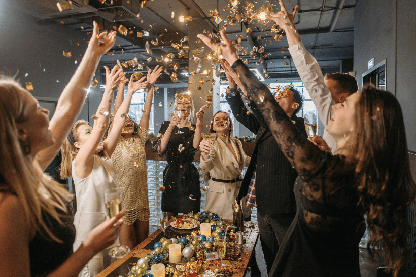 colleagues celebrating at a corporate party
