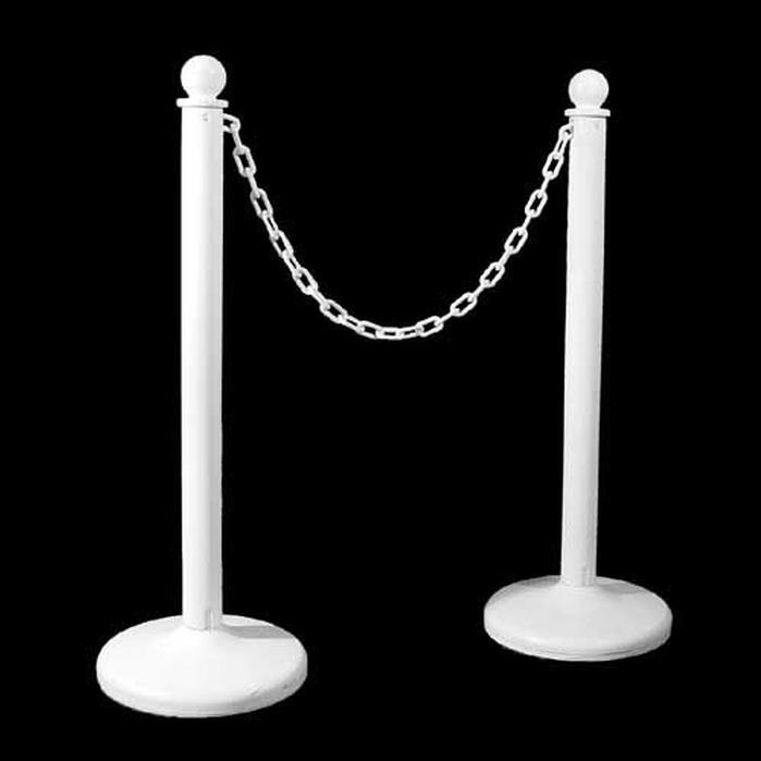 Rental White Plastic Stanchion with 10