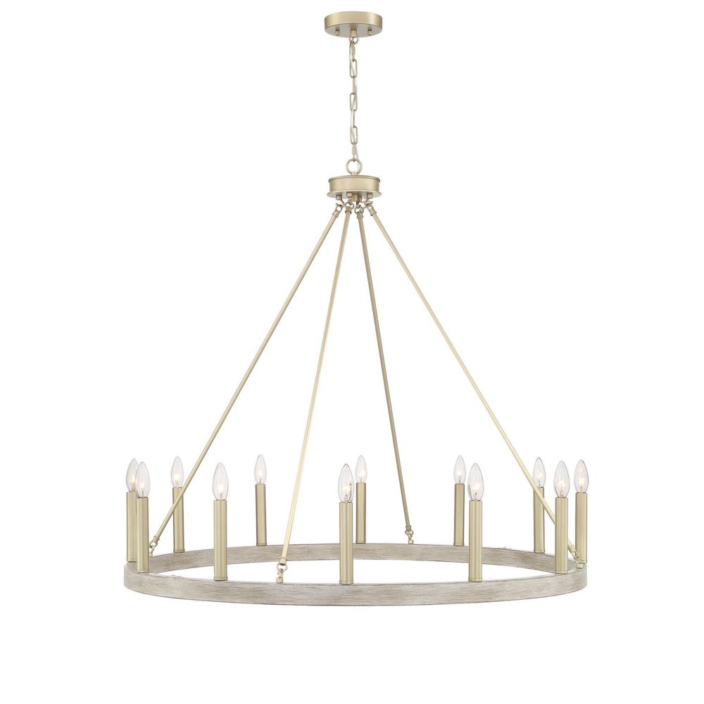 French Ash Chandelier with Soft Gold Accent