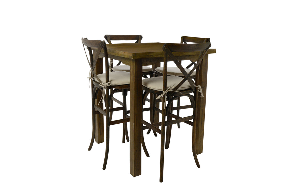 Rustic Cocktail table with Crossback Barstools