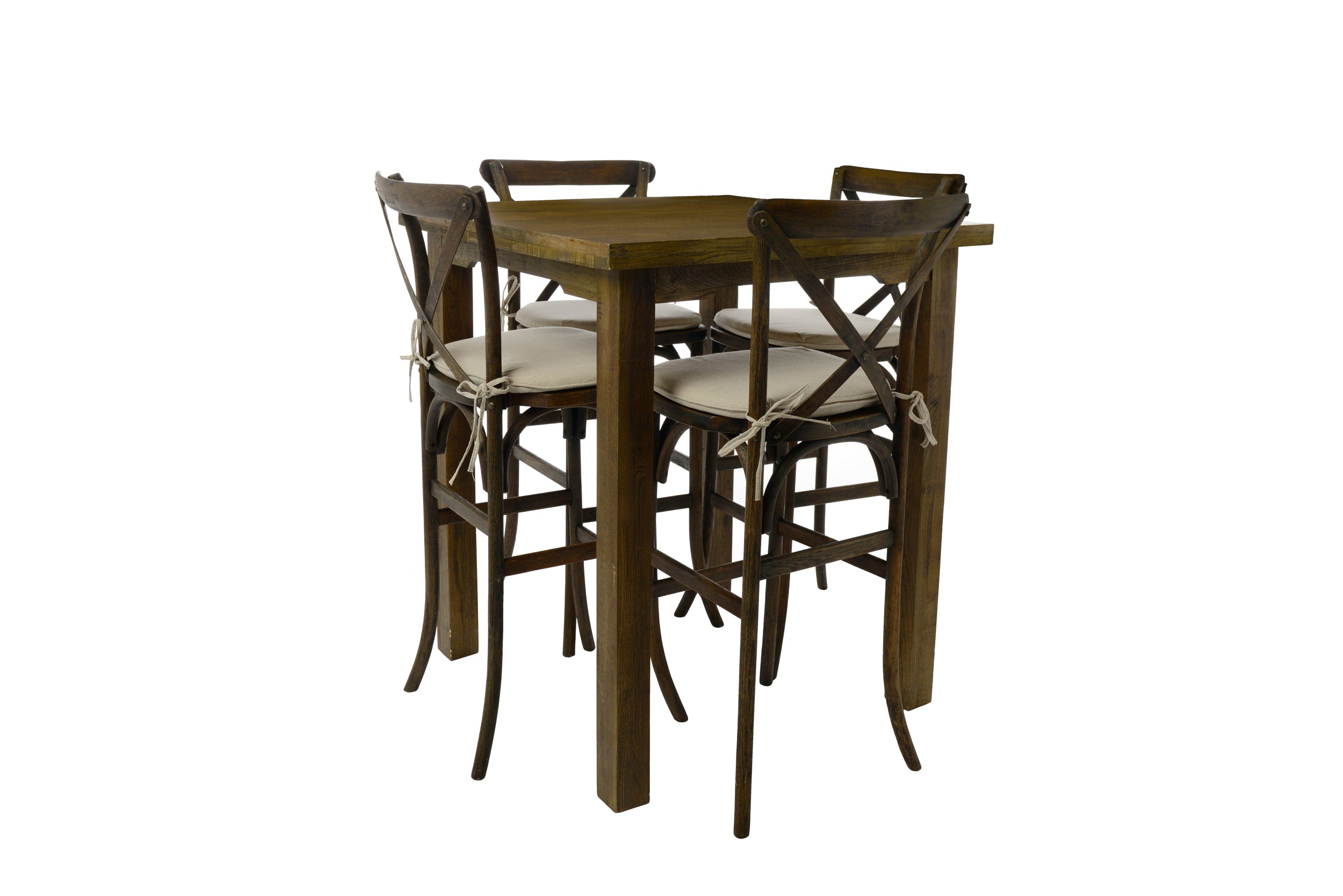 Rustic Cocktail table with Crossback Barstools