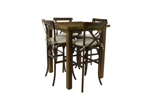 Rustic Cocktail table with Crossback Barstools