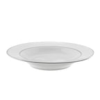 White Silver Band Soup Bowl