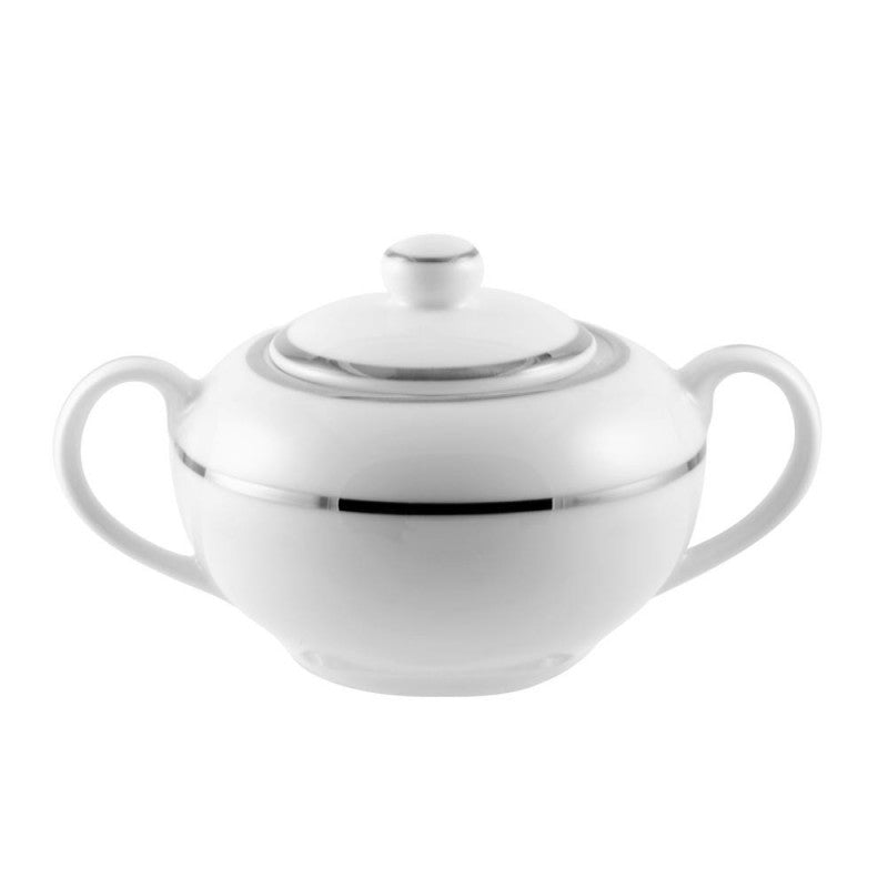 White Silver Band Sugar Bowl